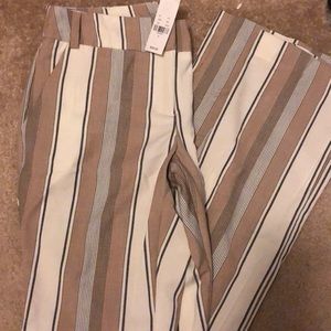 Brand new brown/white striped straight trousers